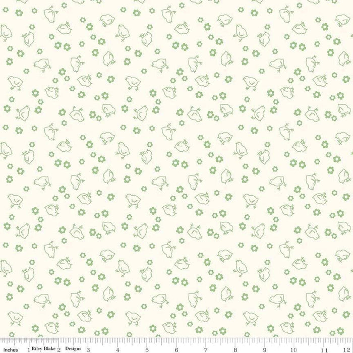 Bee Backings! - Quilt Back Fabric - Riley Blake - by Lori Holt - 108" wide Green Chicks on White