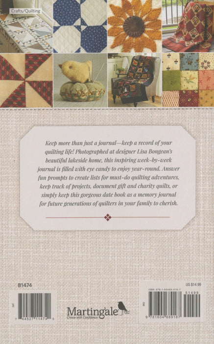 A Quilter's Journal - great gift! 112 pages with eye candy along the way! - pictures of Lisa Bongean's projects and home!