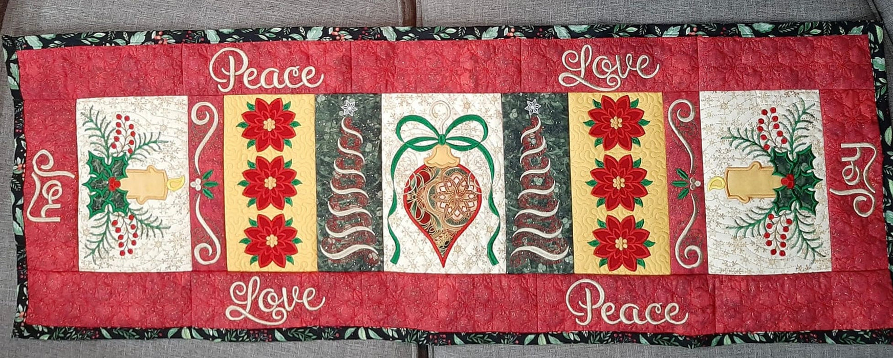 Christmas Table Runner Kit - Machine Embroidery - Red