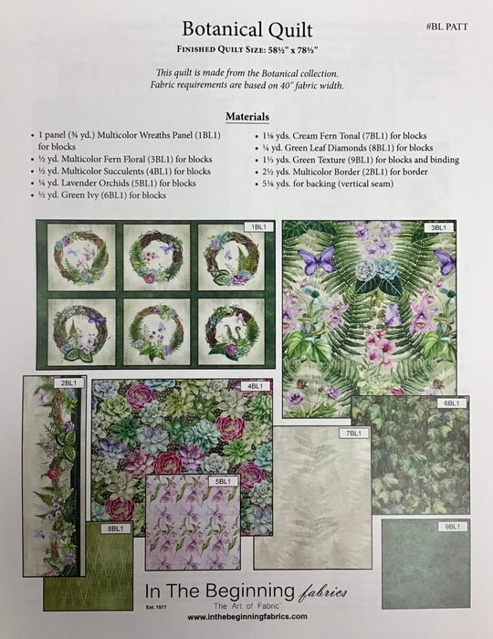 NEW! Botanical Quilt - PATTERN - by Jason Yenter for In the Beginning Fabrics - 58.5" x 78.5" #BL PATT