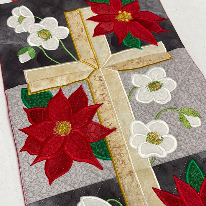 Cross and Christmas Wall Hanging FABRIC Kit - Sweet Pea - Machine Embroidery - Christmas Wall Hanging