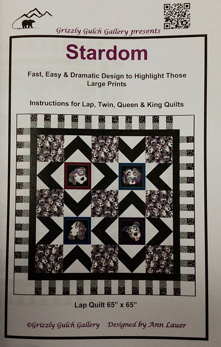 Stardom - Quilt Pattern - uses Dog On it fabrics by Ann Lauer for Benartex - Grizzly Gulch Gallery - Lap, Twin, Queen, or King Sized Quilt Options-Patterns-RebsFabStash