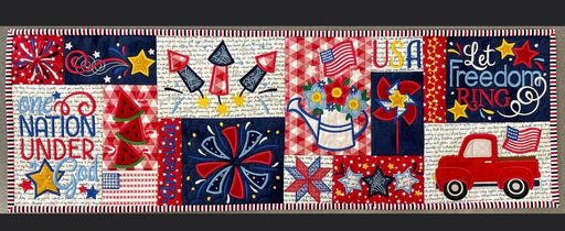 Patriotic Table Runner Kit - Designs by Juju - Machine Embroidery - Red, White, Blue Fabric