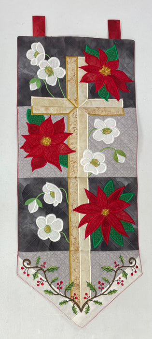Cross and Christmas Wall Hanging FABRIC Kit - Sweet Pea - Machine Embroidery - Christmas Wall Hanging-Quilt Kits & PODS-RebsFabStash