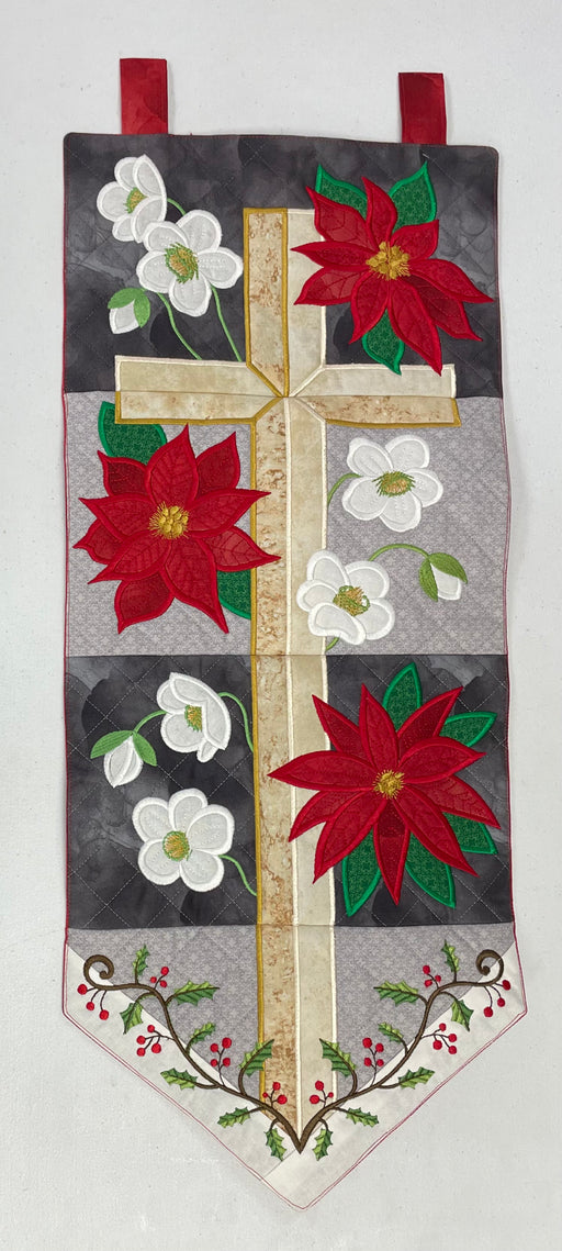 Cross and Christmas Wall Hanging FABRIC Kit - Sweet Pea - Machine Embroidery - Christmas Wall Hanging-Quilt Kits & PODS-RebsFabStash