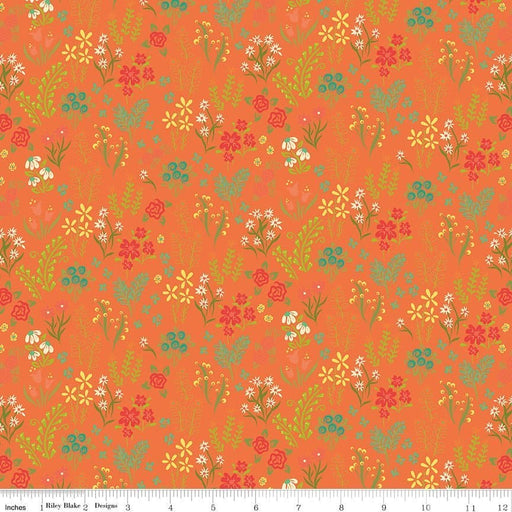 Indigo Garden - Orange Scattered Floral - per yard - by Heather Peterson - for Riley Blake Designs - C11272-ORANGE - RebsFabStash