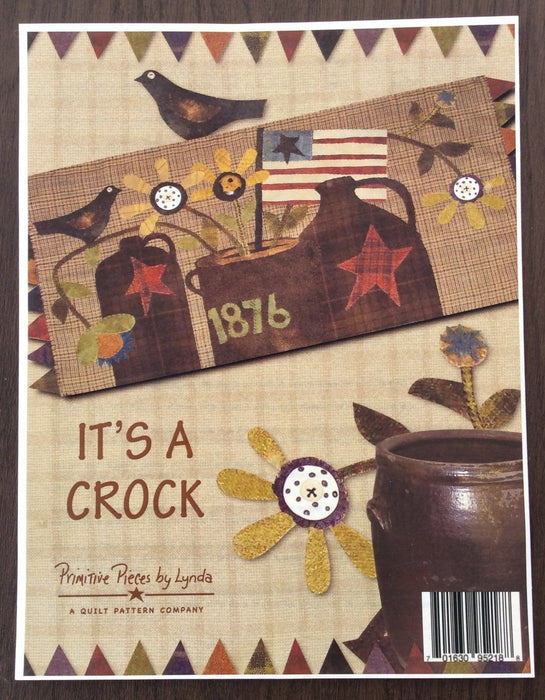 It's A Crock - Wool Applique PATTERN - Primitive Pieces by Lynda - Table Rug or Small Wall Hanging - RebsFabStash