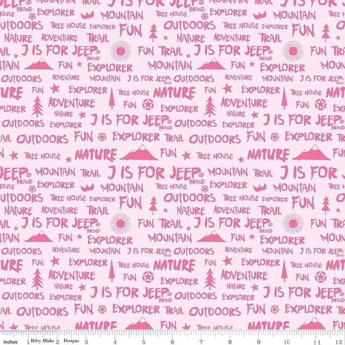 J is for Jeep - per yard - Official Licensed product - Riley Blake - brand stars pink sparkle (brand stars on pink) - RebsFabStash