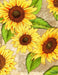 Jardin du Soleil - Per Yard - Lola Molina for Wilmington Prints - Beautiful sunflower fabrics! Small tossed Floral on red - RebsFabStash