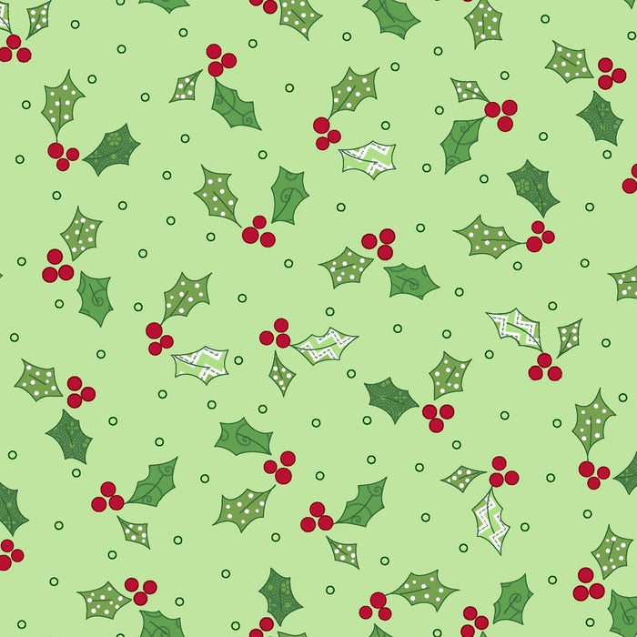 Jingle All the Way - Per Yard - Maywood Studio - Holly and berries on red - Kim Christopherson, Christmas fabric - RebsFabStash