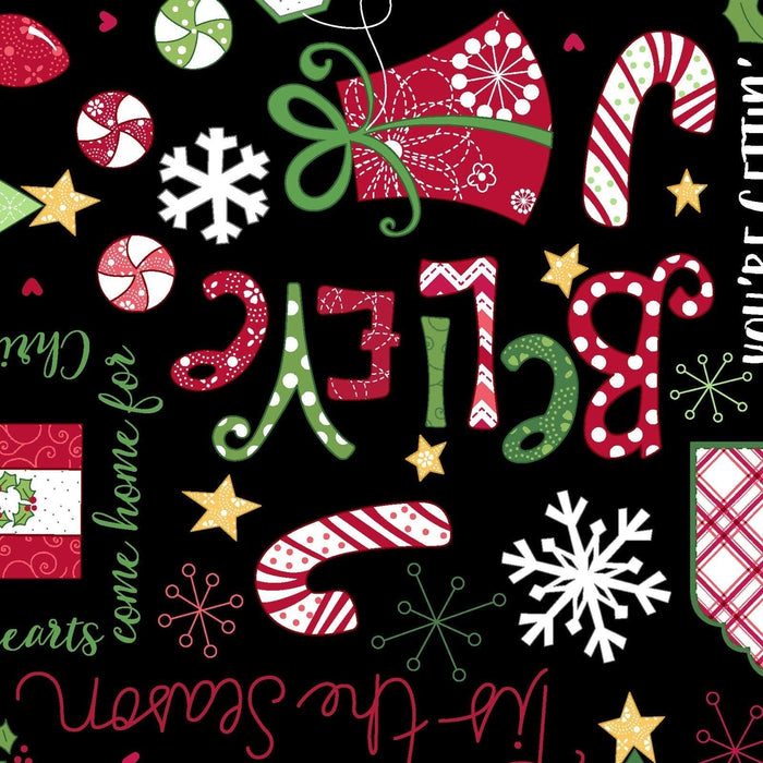 Jingle All the Way - Per Yard - Maywood Studio - White Main Print - Kim Christopherson, Christmas fabric - RebsFabStash