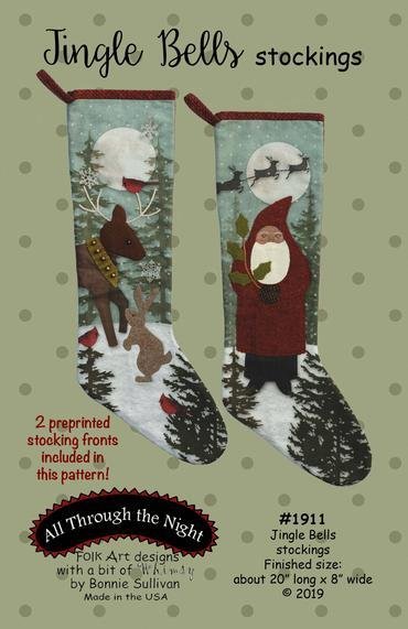 Jingle Bells Stockings - Pre-printed and Laser Cut Applique Kit - Bonnie Sullivan - All Through the Night - Options! - RebsFabStash