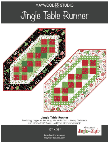 Jingle Table Runner - Table Runner KIT - Maywood Studio - Jingle & Whisk by Kimberbell - 17" x 38"-Quilt Kits & PODS-RebsFabStash