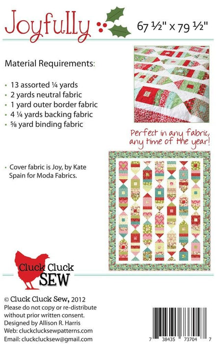 Joyfully - Quilt PATTERN - by Cluck Cluck Sew - Features Joy fabric collection - Christmas, Winter - 67.5" x 79.5" - CCS #127 - RebsFabStash