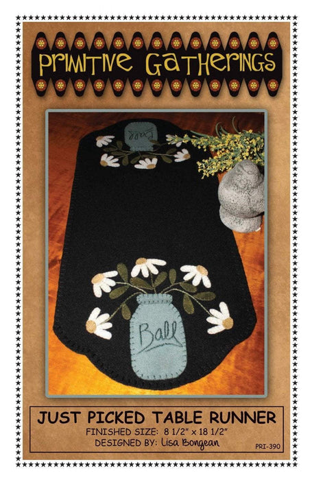 Just Picked -Table Runner pattern-Primitive Gatherings -Lisa Bongean-Primitive, Wool applique, precut friendly #390 - RebsFabStash