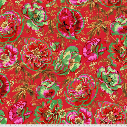 Kaffe Fassett Collective August 2021 - Dorothy - Red - Per Yard - Free Spirit Fabrics - Floral, Bright, Colorful - PWPJ109.RED - RebsFabStash