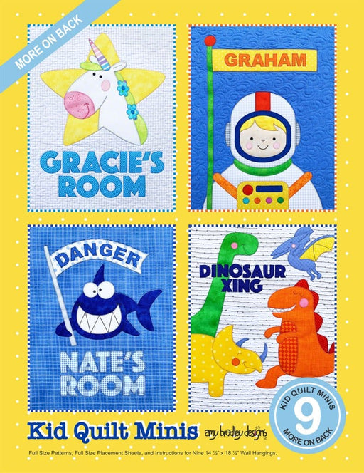 Kid Quilt Minis PATTERN - by Amy Bradley Designs - Fusible Applique, Instructions for 9 wall hangings! - 14.5" x 18.5" - ABD295 - RebsFabStash