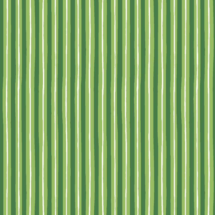 Kimberbell Basics - Green and white stripe - Per Yard - Maywood Studio - MAS8242-G - border print - RebsFabStash