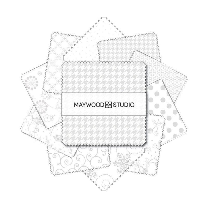 Kimberbell Basics Kim's Picks White - Charm Pack - Maywood Studio - 5" Squares (42pcs) - White on White! CP-MASKBB-KBW - RebsFabStash