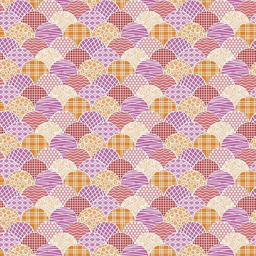 Kitchen Love - per yard - Contempo by Benartex - by Cherry Guidry - scallops - pink, orange, coral, magenta on white - RebsFabStash