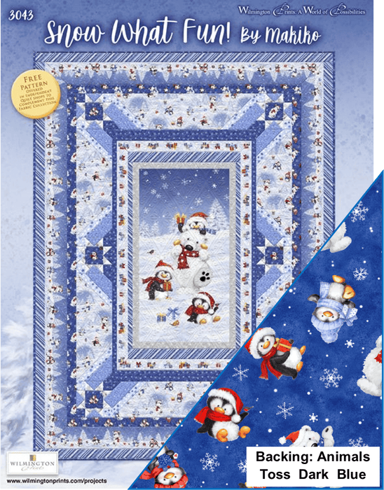 Snow What Fun! - Quilt KIT - by Makiko - Wilmington Prints - Penguin, Polar Bear, Winter - 3043
