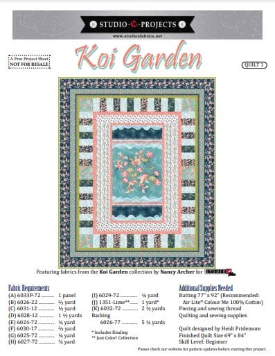 NEW! Koi Garden Quilt - KIT - by Heidi Pridemore - Features Koi Garden fabrics by Nancy Archer for Studio e