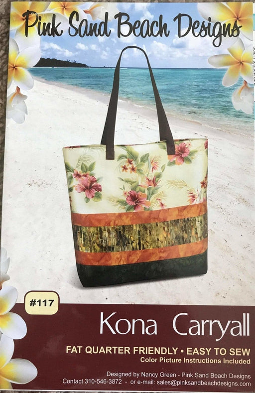 Kona Carryall - Pink Sand Beach Designs - Fat Quarter Friendly with lots of pockets! - Easy to Sew - RebsFabStash