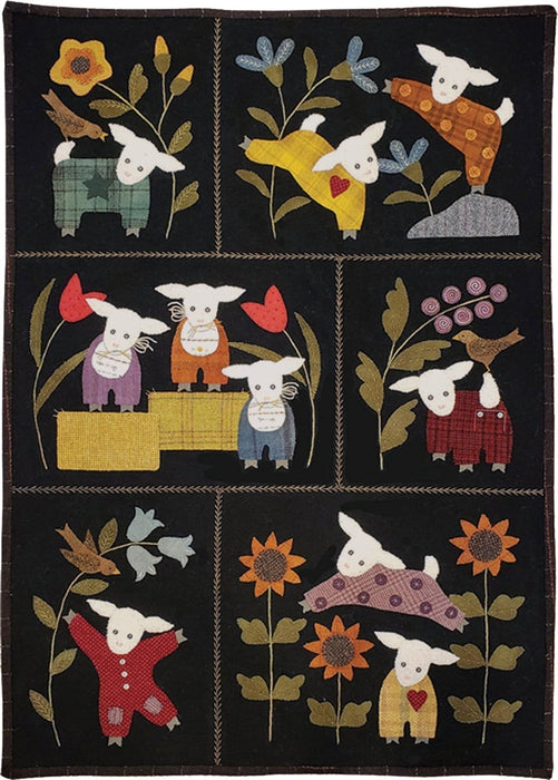 Lambies in Pajammies - King of the Hill - 5 Part Quilt PATTERN - Bonnie Sullivan - Flannel or Wool Applique - COMPLETE SET - Parts 1-5 PLUS Buttons! - RebsFabStash