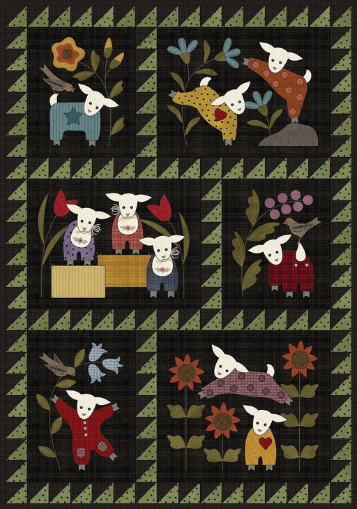 Lambies in Pajammies - King of the Hill - 5 Part Quilt PATTERN - Bonnie Sullivan - Flannel or Wool Applique - COMPLETE SET - Parts 1-5 PLUS Buttons! - RebsFabStash