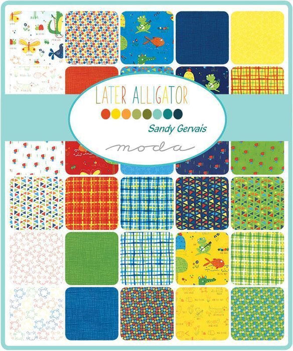 Later Alligator - PER YARD - by Sandy Gervais - MODA - Quilting/Sewing Fabric - Multi colored lady bugs on white 17983 11 - RebsFabStash