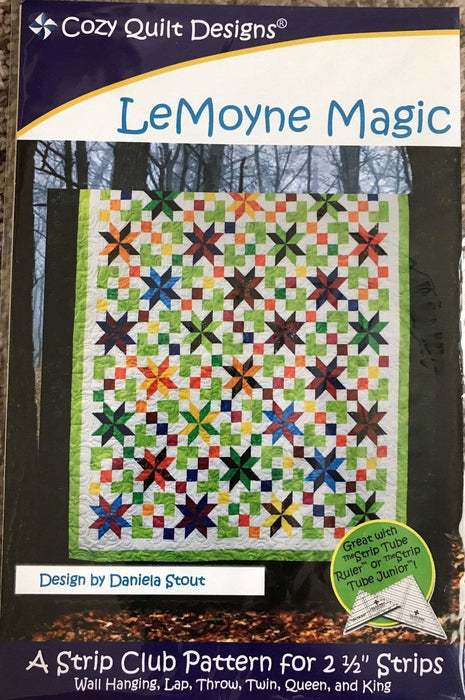 LeMoyne Magic - Quilt Pattern -Cozy Quilt Designs- Jelly Roll Pattern - by Daniela Stout - Wall Hanging, Bed Runner, Twin and Queen Quilt - RebsFabStash