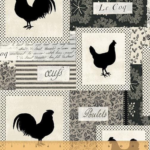 Les Poulets Encore - per yard - Windham Fabrics - Whistler Studios - Chicken Patchwork - 31299A-2 - RebsFabStash