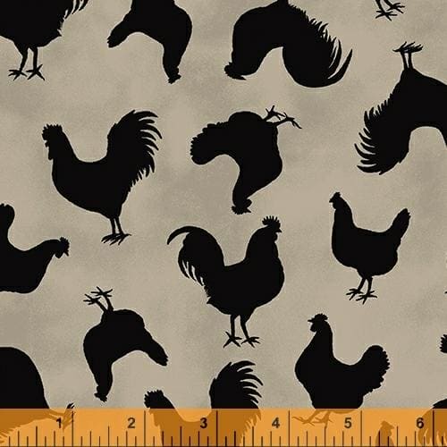 Les Poulets Encore - per yard - Windham Fabrics - Whistler Studios - Chickens on Tan - 31292A-3 - RebsFabStash