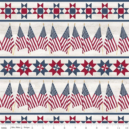 Let Freedom Soar - Border Stripe - Off White - per yard - by Tara Reed - for Riley Blake - America, Patriotic - C10522-OFFWHITE - RebsFabStash