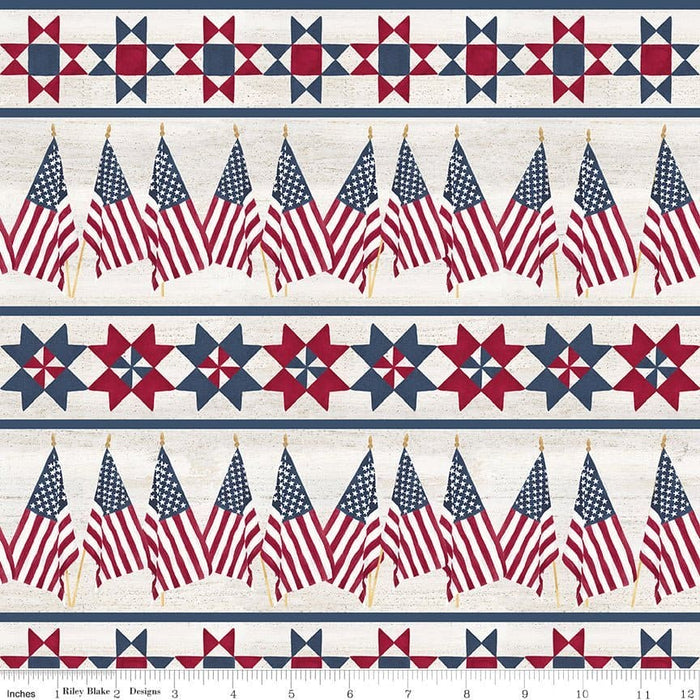 Let Freedom Soar - Border Stripe - Off White - per yard - by Tara Reed - for Riley Blake - America, Patriotic - C10522-OFFWHITE - RebsFabStash