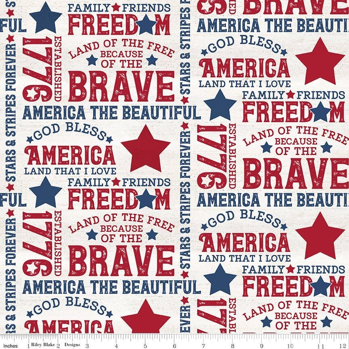 Let Freedom Soar - Stars - Off White - per yard - by Tara Reed - for Riley Blake - America, Patriotic - C10521-OFFWHITE - RebsFabStash