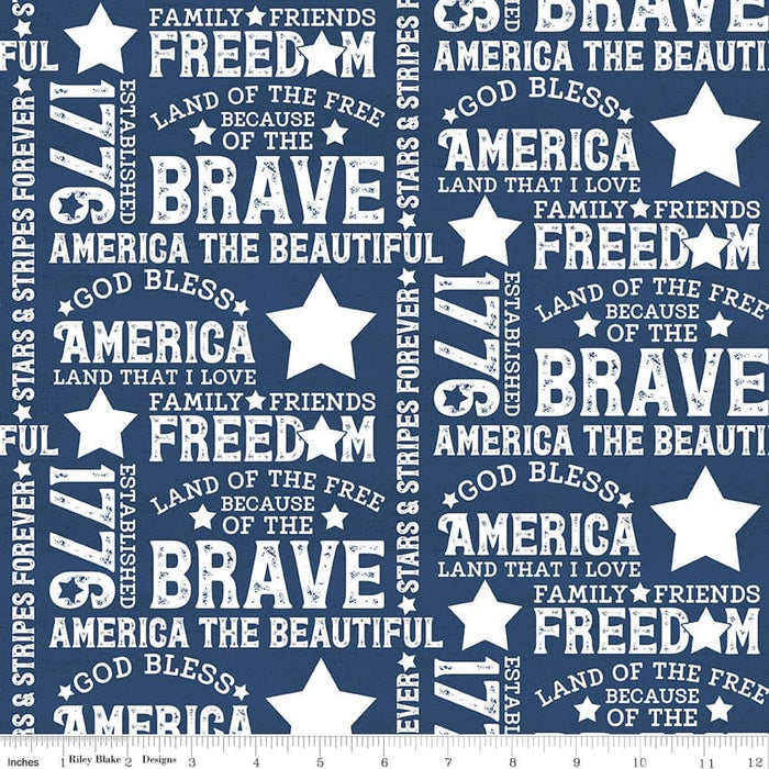 Let Freedom Soar - Text - Off White - per yard - by Tara Reed - for Riley Blake - America, Patriotic - C10520-OFFWHITE - RebsFabStash