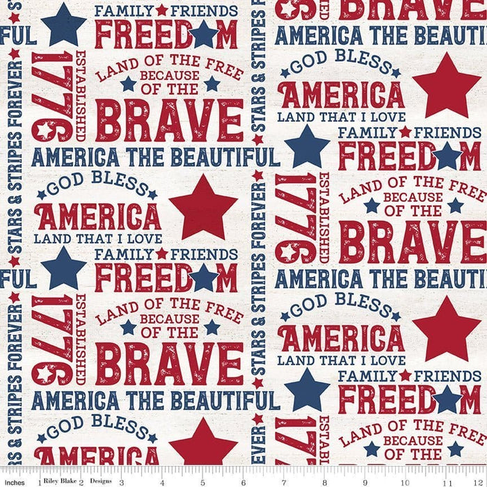 Let Freedom Soar - Text - Red- per yard - by Tara Reed - for Riley Blake - America, Patriotic - C10520-RED - RebsFabStash
