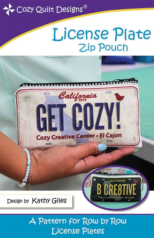 License Plate Zip Pouch - by Cozy Quilt Designs - A Pattern for Row by Row License Plates - designed by Kathy Giles - RebsFabStash