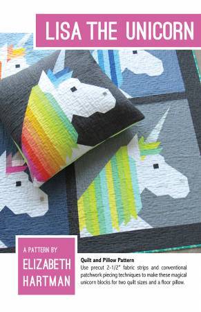 Lisa the Unicorn quilt and pillow pattern designed by Elizabeth Hartman - Uses Robert Kaufman Fabrics - precut and scrap friendly - RebsFabStash