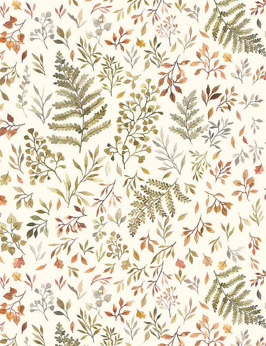 Little Fawn & Friends - Autumn Ferns & Leaves - Per Yard - by Nina Stajner for Dear Stella - Deer, Wildlife, Floral - STELLA-DNS1906 WILLOW - RebsFabStash