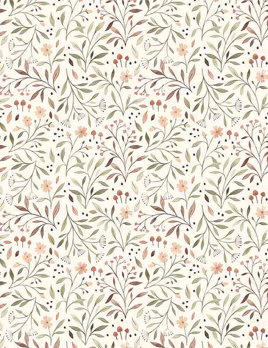 Little Fawn & Friends - Autumn Ferns & Leaves - Per Yard - by Nina Stajner for Dear Stella - Deer, Wildlife, Floral - STELLA-DNS1906 WILLOW - RebsFabStash