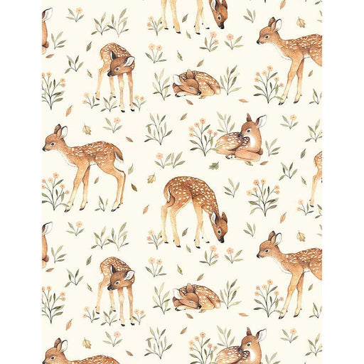 Little Fawn & Friends - Little Fawn - Per Yard - by Nina Stajner for Dear Stella - Deer, Wildlife, Floral - STELLA-DNS1905 CREAM - RebsFabStash
