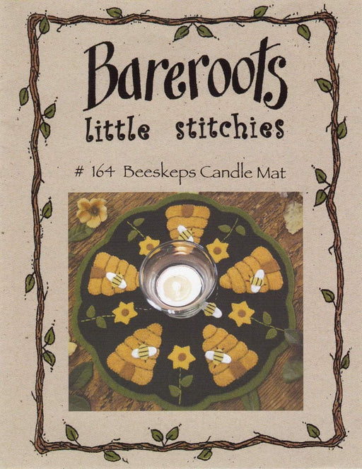 Little Stitchies Wool Felt PATTERN- Beeskeps Candle Mat or table topper - Bareroots by Barri Sue Gaudet - Primitive - bees, sunflowers - RebsFabStash