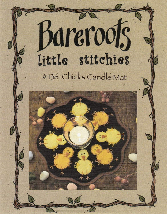 Little Stitchies Wool Felt PATTERN- Chicks Candle Mat or table topper - Bareroots by Barri Sue Gaudet - Primitive - spring, Easter - RebsFabStash