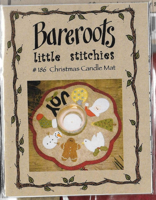 Little Stitchies Wool Felt PATTERN - Christmas Candle Mat or table topper - Bareroots by Barri Sue Gaudet - Mini Pattern - Primitive - RebsFabStash