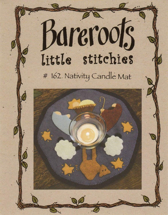 Little Stitchies Wool Felt PATTERN - Nativity Candle Mat or table topper - Bareroots by Barri Sue Gaudet - Mini Pattern - Primitive - RebsFabStash