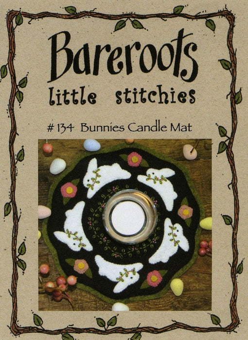 Little Stitchies Wool Felt PATTERN ONLY- Bunnies Candle Mat- Bareroots by Barri Sue Gaudet - Primitive - RebsFabStash
