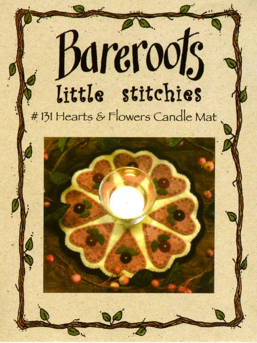 Little Stitchies Wool Felt PATTERN ONLY - Hearts and Flowers # 131 Bareroots by Barri Sue Gaudet - Primitive - RebsFabStash