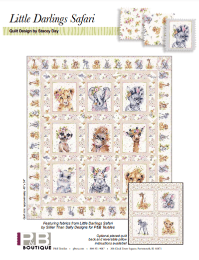 NEW! Little Darlings Safari - Quilt KIT - By Stacey Day - Fabric collection by Sally Walsh - P&B Textiles - 48" x 54"-Quilt Kits & PODS-RebsFabStash